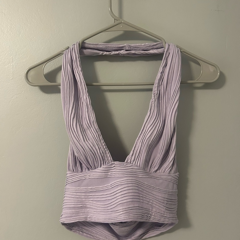 SHEIN Lavender Ribbed Crop Top